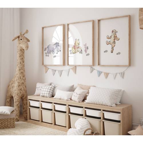 Set of 3 Winnie the Pooh and Friends Wall Art | Classic Style Winnie the Pooh and Friends Art Prints | Digital Download| Nursery Decor |L045