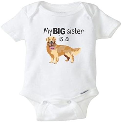 My Big Sister is a Golden Retriever Baby Bodysuit Custom Dog name Newborn Clothes Infant Baby Shirt Family Pet