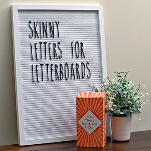 Skinny Letterboard Letters Only Set NO BOARD INCLUDED with Rae Dunn Inspired Font Perfect Farmhouse Decor Accessory for Changeable Felt Letter Boards, 2 Inch Black Letters Numbers Symbols Only