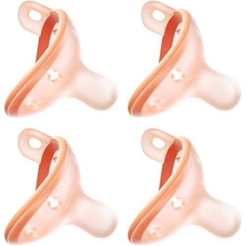 Baby Pacifiers 0-6 Month, Nipple Shape Soft Silicone Newborn Pacifiers 0-3 Months with Large Air Holes, BPA-Free, 4pcs