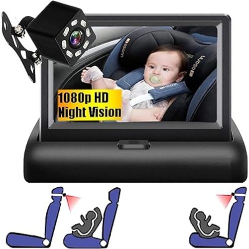 Baby Car Camera Monitor,Baby car Mirror,Digital Display, View Infant in Rear Facing Seat with Wide Clear View,Aimed at Baby-Easily to Observe The Baby's Every Move