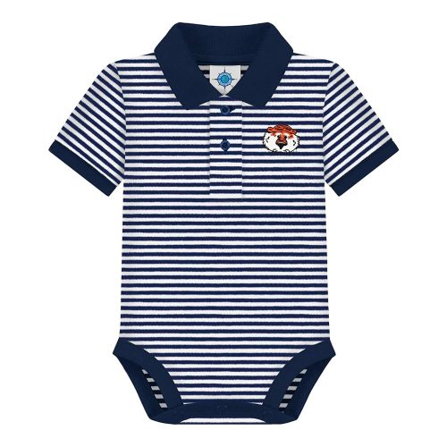 Creative Knitwear College Baby Striped Polo Bodysuit - Team Logo, Multiple Colors, for Boys & Girls (0-12 Months)