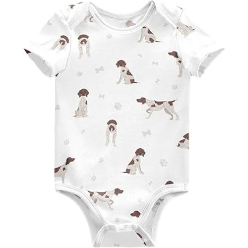 vvfelixl Baby Girls' Bodysuits Black Pug White Short Sleeve Cotton Baby Clothes For Girls 0-24 Months