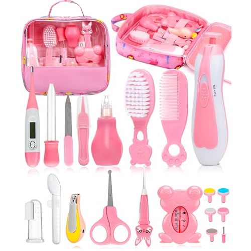 Baby Healthcare and Grooming Kit, Electric Safety Nail Trimmer Baby Nursery Kit, Newborn Care Kits with Hair Brush Comb for Newborn Infant Toddlers Baby Boys Girls Kids, Baby Shower Gifts