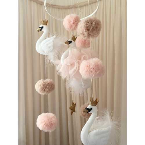 Swan Baby Mobile | Princess Nursery | Pink Mobile | Baby Shower Gift