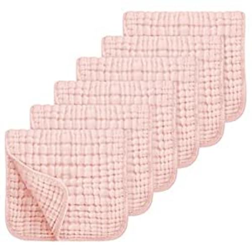 Looxii Muslin Burp Cloths 100% Cotton Muslin Cloths Large 20''x10'' - 6 Pack (Pink)