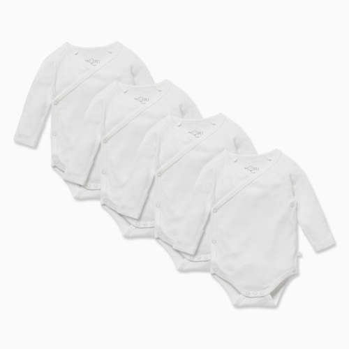 Long Sleeve Wrap Bodysuit - 4 Pack - Newborn