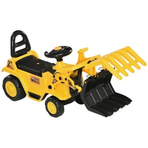 VisioGear Baby Walkers, Kids Excavator Ride-on Pulling Cart with Under-Seat Storage, Baby Walkers for Boys and Girls, Yellow, 32.75"*10.75"*15.25"