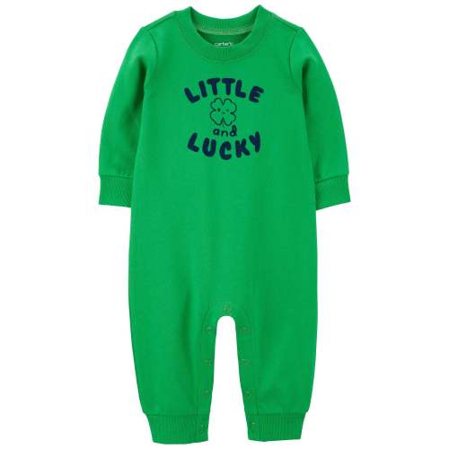 Baby French Terry Long-Sleeve Jumpsuit - Green - Carter's | Carter's