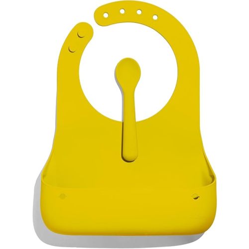 Avanchy Silicone Baby Bibs, Waterproof, Adjustable, BPA Free, Soft Unisex Set for Toddlers with Matching Spoon