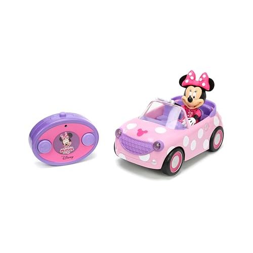 Disney Junior Minnie Mouse Roadster RC Car with Polka Dots, 27 MHz, Pink with White Polka Dots, Standard (97161)