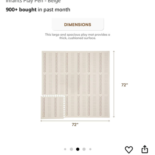 CHILDLIKE BEHAVIOR XXL Baby Play Mats, 72”x72” Puzzle with 9 Foam Tiles, Crawling Mat with Interlocking Tiles, 24”x24” Puzzle Mat Pieces, Neutral Playmat for Toddlers & Infants Play Pen - Beige