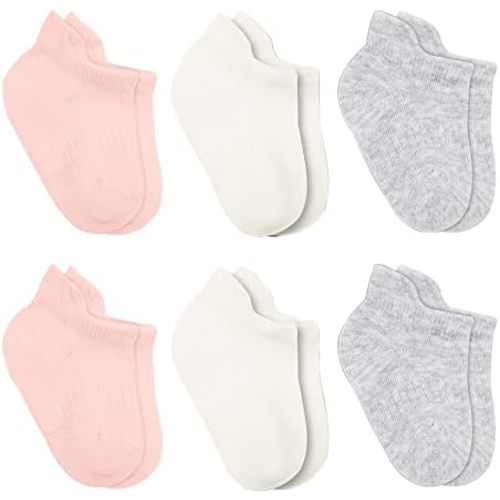 bistyle Baby Grip Ankle Socks 6 Pairs | Newborn Infant Toddlers Socks Seamless Cotton | Kids Boys Girls Ankle Socks