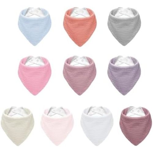 Muslin Baby Bibs,Soft Triangular Baby Bandana Drool Bibs for Baby Boy Girl,Solid Colors Bib for Drooling Teething