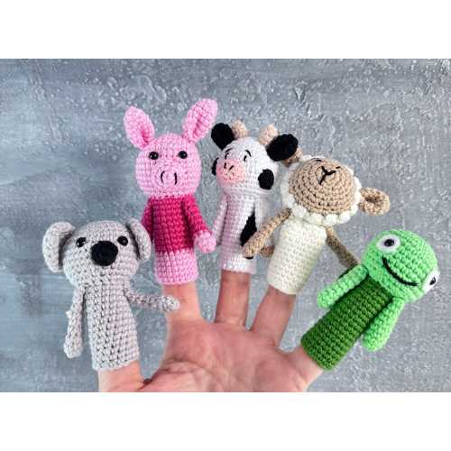 Organic Farm Animal, Finger Puppets, Handmade Finger Puppets for Baby, Crochet Animal Puppets, Speach Therapy Toys For Kids