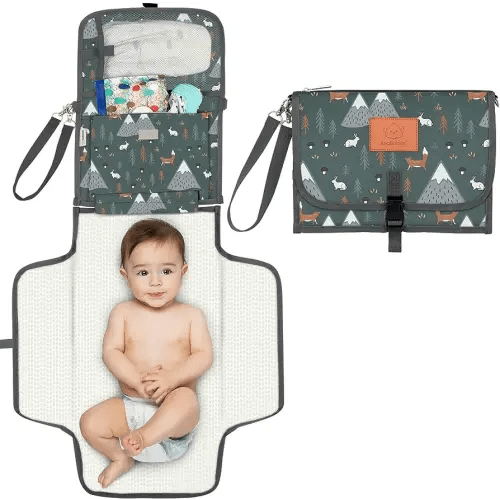 Portable Diaper Changing Pad - Waterproof Travel Changing Mat for Baby, Foldable Baby Diaper Clutch, Detachable Baby Travel Diaper Mat for Diaper Changing Station, Diaper Change Mat (Woods)
