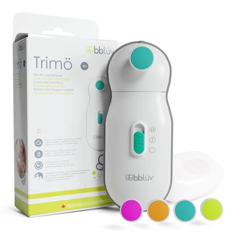 bblüv - Trimö - Electric Nail Clippers for Newborn Baby up to Toddler (0 to 12 Months+) - 2 Speed Switch, Gentle and Quiet Fingernail and Toenail Clippers - Carrying Case Included