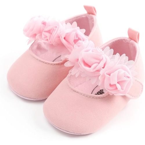 HsdsBebe 2pcs/Set Newborn Baby Girl Princess Mary Jane Shoes Toddler Infant Wedding Dress Flat Shoes with Free Headband