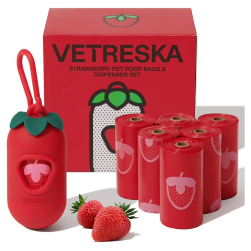 VETRESKA Poop Bags Dispenser with Strawberry Scented Waste Bags