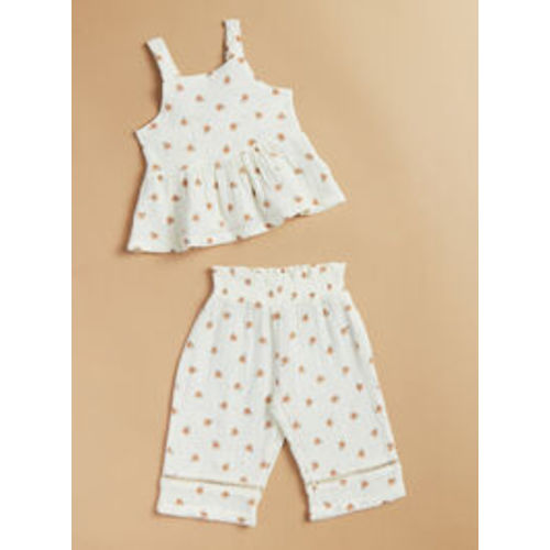 Birdie Floral Baby Tank and Pant Set in Beige | Tullabee