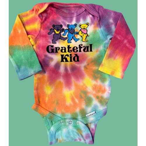 Grateful Kid/Baby Short/Long Sleeve Onesie, Tie Dyed, Customizable Dead Head Baby Gift 0-3, 6-9, 12m