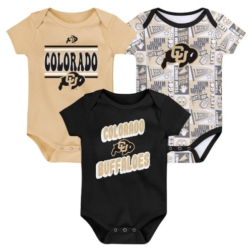 Newborn Black Colorado Buffaloes Sunday Comics 3-Pack Bodysuit Set