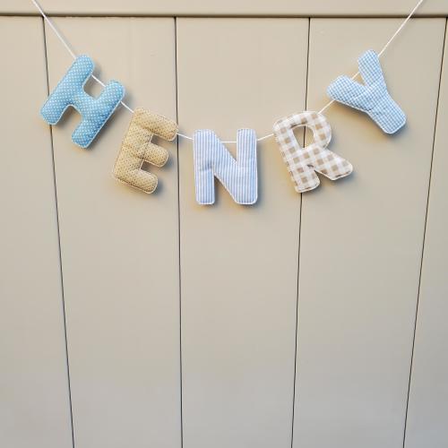 Name Banner, Custom Fabric Letter bunting, Boy name room decor banner, fabric Name banner C071 photo prop