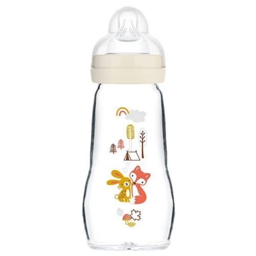 Mam Feel Good Glass Baby Bottle - Cream - 9oz