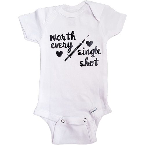 Peanut Press Designs Worth Every Single Shot Baby Bodysuit, IVF Infant Outfit, Organic Cotton