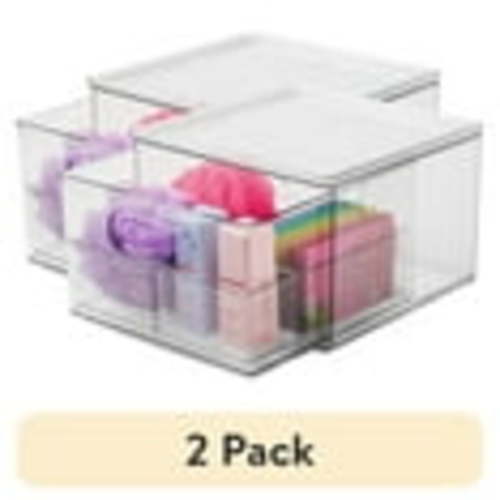(2 pack) The Home Edit 4 Piece Bath Storage Edit Clear Plastic Modular Storage System 10.63" x 7.04" x 10.33"