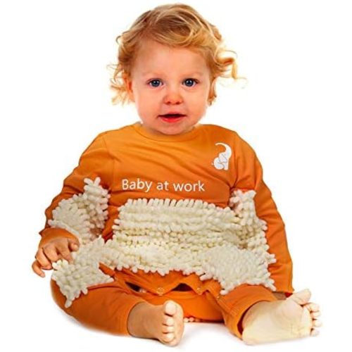 Cute Baby Mop Onesie, Funny Long Sleeve Romper, Perfect for a Crawling Baby