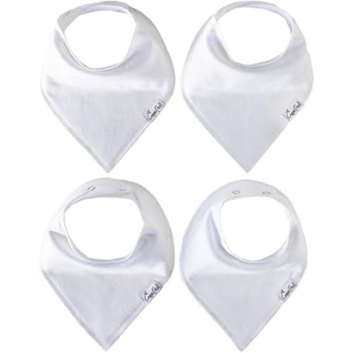 Copper Pearl 4 Pack Soft Cotton Baby Bibs for Drooling and Teething, Absorbent Drool Bibs for Baby Girl and Boy, Adjustable to Fit Newborns to Toddlers (White Basics)