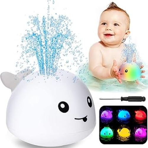 ZHENDUO Baby Bath Toys, Rechargeable Bath Toys, Whale Spray Water Bath Toy, Sprinkler Bathtub Shower Toys for Toddlers Kids Boys Girls, Pool Toy for Baby (White)