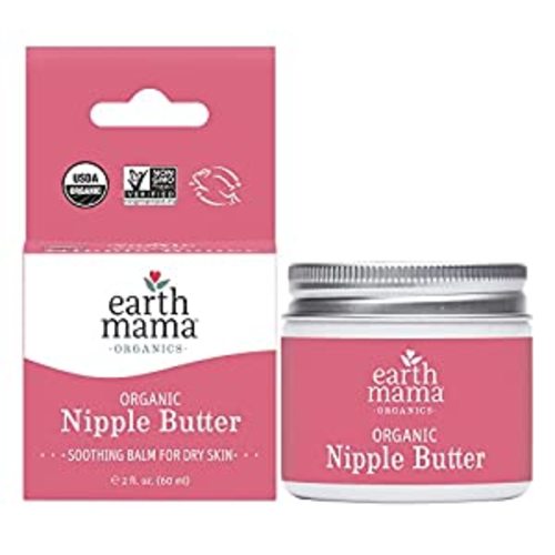 Organic Nipple Butter Breastfeeding Cream by Earth Mama | Lanolin-free, Postpartum Essentials Safe for Nursing, Non-GMO Project Verified, 2-Fluid Ounce