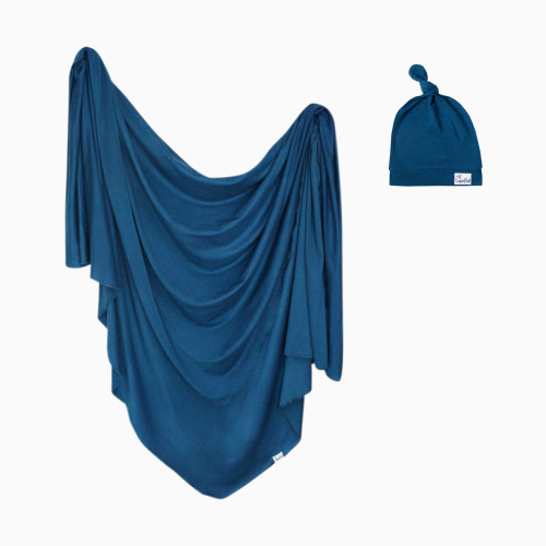 Copper Pearl Top Knot Hat and Swaddle Bundle - River