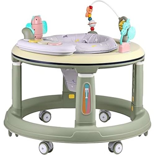 Baby Walker with Wheels | 5 Adjustable Heights & 360° Swivel Seat | Music & Detachable Toys | Bounce Footpad | Activity Center for Boys & Girls 6-18 Months