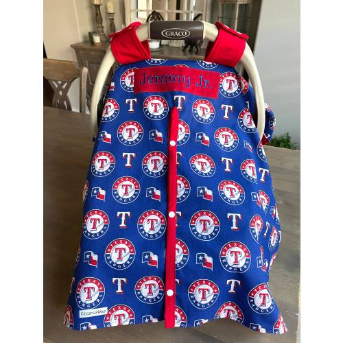 Baby Carseat Cover - Team Sports - Texas Rangers - baseball - for boy or girl
