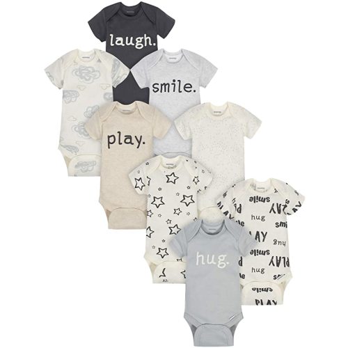 Onesies Brand unisex-baby 8-pack Short Sleeve Mix & Match Bodysuits - Play Smile & Hug Neutrals