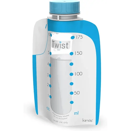 Kiinde Twist Pouch Direct-Pump Direct-Feed Twist Cap Breast Milk Storage Bags for Pumping, Freezing, Heating and Feeding, Pre-Sterilized, 6 Ounce, pack of 80