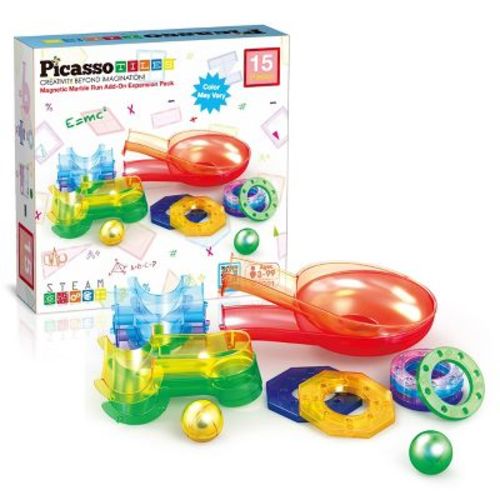 PICASSO-TILES Marble Run Add-On Accessories for Race Track Expansion Magnetic Tiles, Building Blocks STEM Toy for Kids