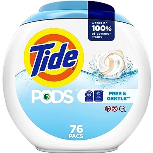 Tide PODS Free & Gentle Liquid Laundry Detergent Pacs, 76 count