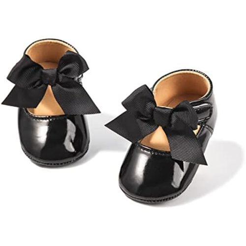 ohsofy Infant Baby Girls Mary Jane Flats Non-Slip Bowknot Princess Wedding Dress Shoes Toddler Crib Shoes