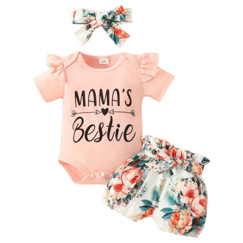 Ketyyh-chn99 Baby Girl Outfits Newborn Baby Girl Summer Clothes Infant Girl Outfit Ruffle Romper Short Set Cute Baby Clothes for Girl Size for 6-9 Months,Light Pink