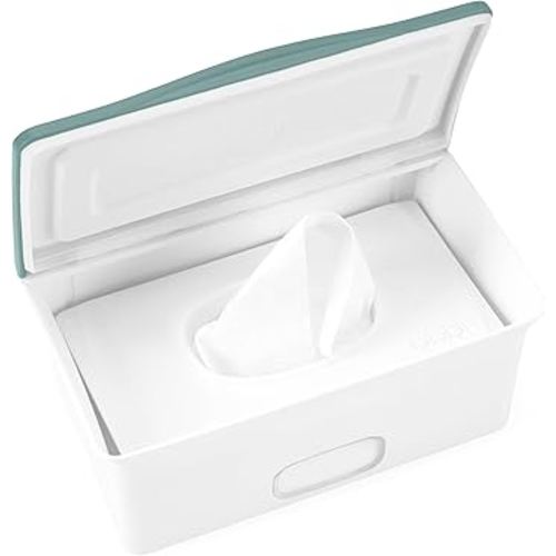 Ubbi Baby Wipes Dispenser with Weighted Plate and Secure Seal, Nursery and Baby Registry Essential to Keep Wipes Fresh, Open Water