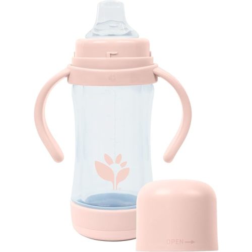 Green Sprouts® Glass & Sprout Ware® Sip & Straw 5oz., 6mo+, Plant-Plastic, Platinum-Cured Silicone, Dishwasher Safe, Grows with Baby, Tested for Hormones, Spice