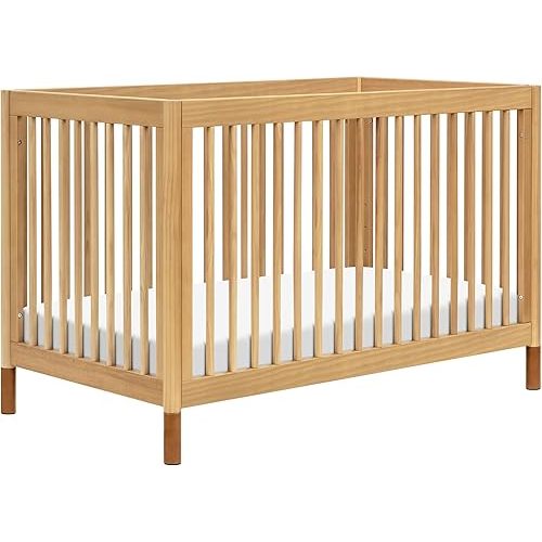 Babyletto Gelato 4-in-1 Convertible Baby Crib - GREENGUARD Gold Certified - Wooden Convertible Crib to Toddler Bed, Daybed and Full-Size Bed, with 4 Adjustable Mattress Heights - Honey with Vegan Tan