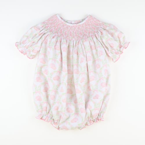 Smocked Geo Girl Bubble - Pumpkin Lattice