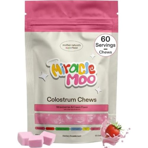 Mirac.le Moo Colostrum Chews, Strawberry and Cream, 60 Servings