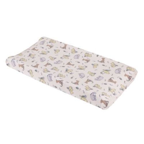 NoJo Disney Classic Pooh Naturally Friends Ivory and Taupe Piglet, Eeyore, and Tigger Contoured Changing Pad Cover