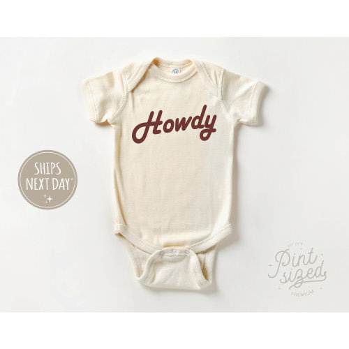 Howdy Baby Onesie® - Retro Cowboy Bodysuit - Country Natural Baby Onesie®